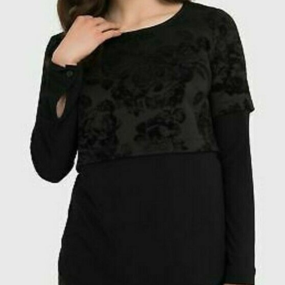 Joseph Ribkoff Black Cropped Floral Layered 194584